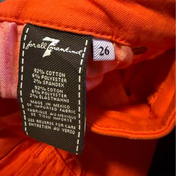 7 For All Mankind Bright Orange Jeans Size 26 - Picture 4 of 7